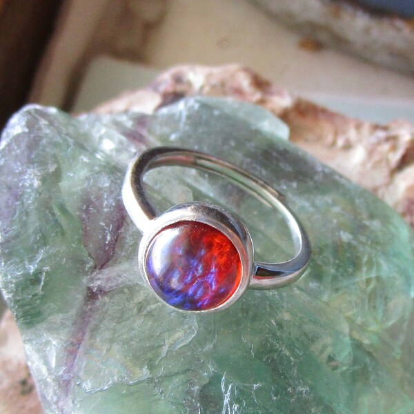 Dragon's Breath Opal Bohemian Glass Sterling Silver Ring