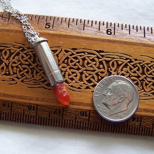 Orange Fire Opal Silver Bullet Necklace image 10