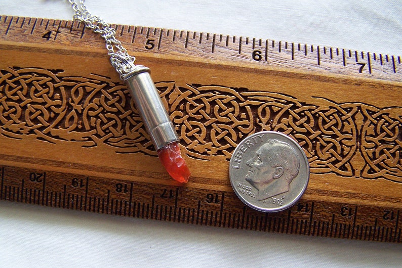 Orange Fire Opal Silver Bullet Necklace image 10