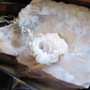 Natural Quartz Druzy Raw Geode Pendant Necklace image 5