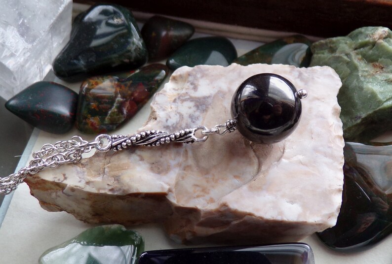 Elite Shungite Natural Black Crystal Ball Pendant Necklace