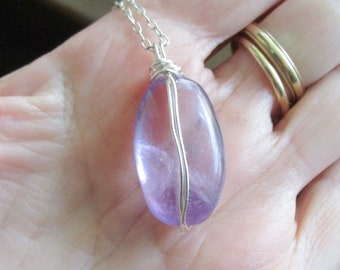 Amethyst Gemstone Natural Lavender Crystal Pendant Necklace