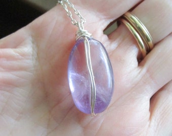 Amethyst Gemstone Natural Lavender Crystal Pendant Necklace