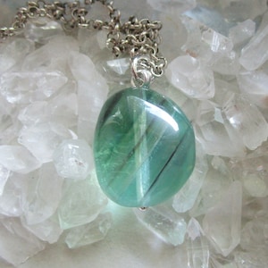 Green Fluorite Natural Rainbow Crystal Gemstone Pendant Necklace