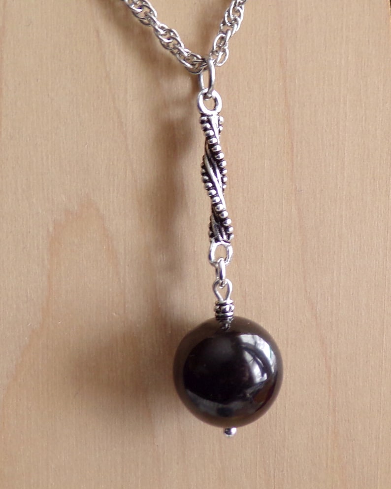 Elite Shungite Natural Black Crystal Ball Pendant Necklace