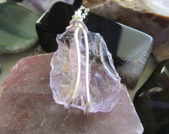 Lavender Ametrine Natural Wire Wrapped Crystal Pendant Necklace