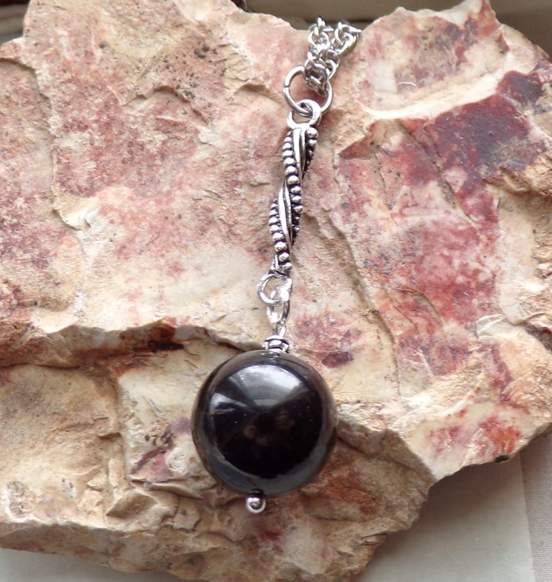 Elite Shungite Natural Black Crystal Ball Pendant Necklace
