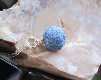 Azurite Blueberry Sphere Natural Crystal Pendant Necklace