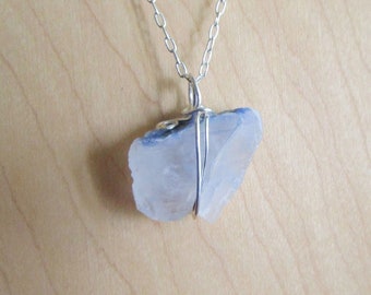 Light Blue Dumortierite Quartz Crystal Pendant Necklace