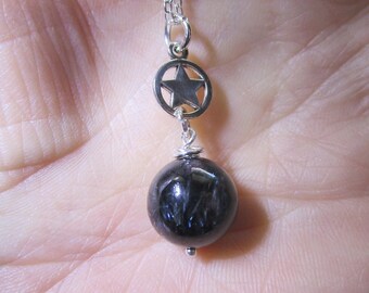 Astrophyllite Fireworks Garnet Star Crystal Ball Pendant Necklace