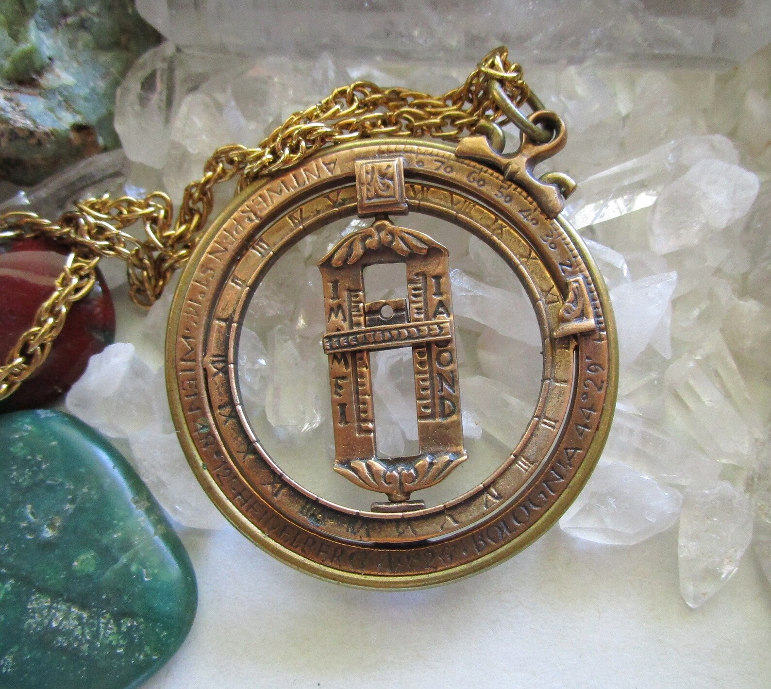 Vintage Brass Working Sundial Pendant Necklace Etsy