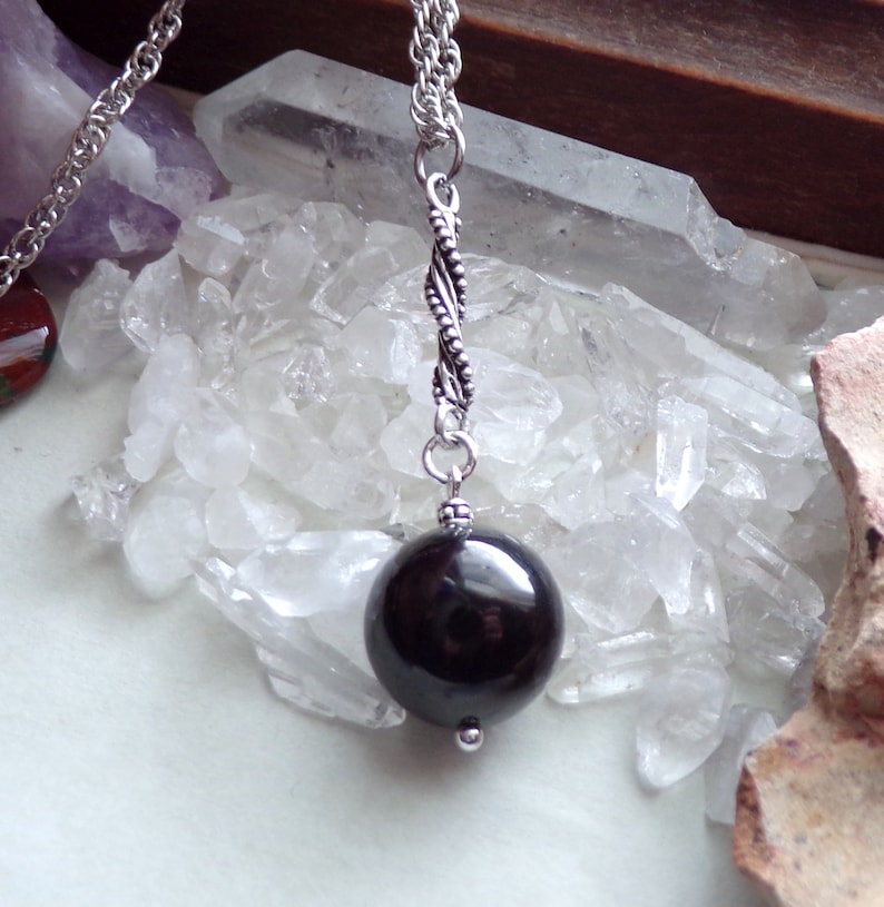 Elite Shungite Natural Black Crystal Ball Pendant Necklace