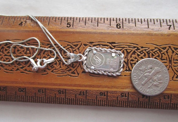 Solid .999 Silver Bar Panda Bear Pendant Necklace - image 10