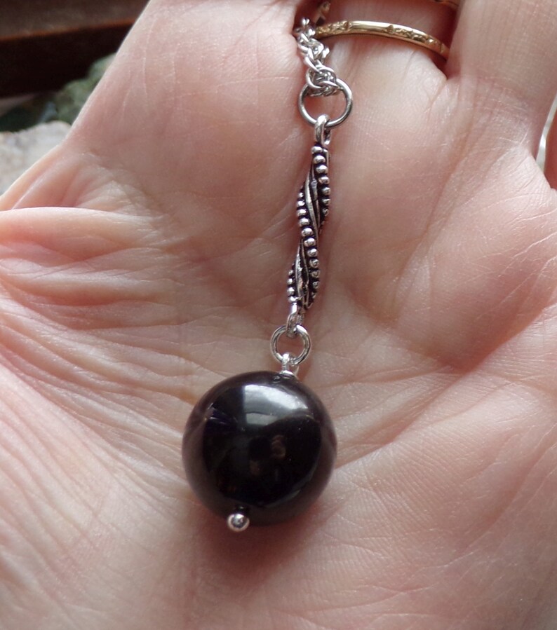 Elite Shungite Natural Black Crystal Ball Pendant Necklace