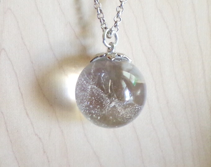 Natural Clear Quartz Crystal Ball Jewelry Pendant Necklace Etsy