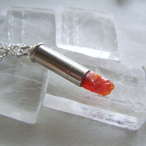 Orange Fire Opal Silver Bullet Necklace image 1