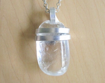 Iceland Spar Viking Sunstone Polished Optical Calcite Crystal Pendant Necklace