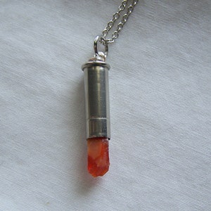 Orange Fire Opal Silver Bullet Necklace image 3