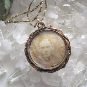 Gold Filled Antique Double Sided Glass Photo Locket Necklace