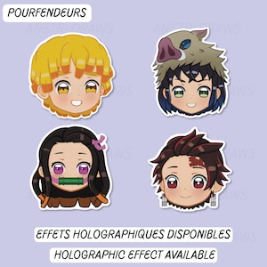 Stickers vinyle mignons Demon Slayer | Autocollants brillants ou holographiques | Sticker holographique