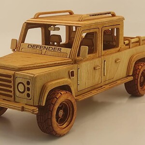 Handmade Wooden Land Rover Defender 130 Model: 1/16 Scale, Limited Edition