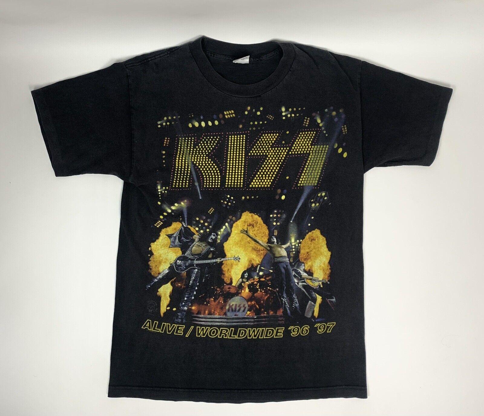 ミュージシャン KISS ALIVE WORLDWIDE TOUR TEE 1996-1997 Vintage Kiss Alive Worldwide 96 97 Tour Shirt T Shirt