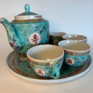 Vintage Mun Shou Longevity Tea Set