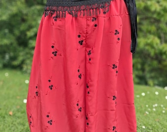 Tribal pantaloons, tribal belly dance pants, red and black harem pants, circus costume, yoga pants, beachwear, festival pants.