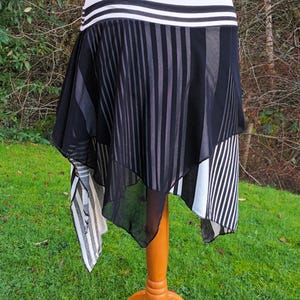 Hip skirt, dance overskirt, tribal belly dance, tribal fusion, hip wrap, boho skirt, yoga skirt, black and white stripe skirt, goth skirt
