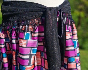 Black Sequin Stretch Belly Dance Hip Scarf, Hip Wrap, Dance Costume, Black Stretch Hip Belt, Belly Dance Hip Scarf