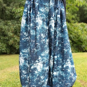 Tribal pantaloons, blue tribal belly dance pants, blue and white print harem pants, circus costume, yoga pants, beachwear, festival pants