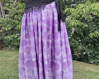 Extra wide pantaloons, lilac tribal belly dance pants, purple floral print harem pants, circus costume pants, festival pants, belly dance