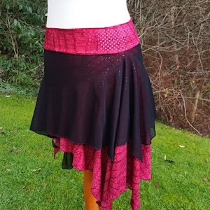 Crimson hip skirt, dance overskirt, tribal belly dance, tribal fusion, hip wrap, boho skirt, yoga skirt, crimson and black skirt, goth skirt