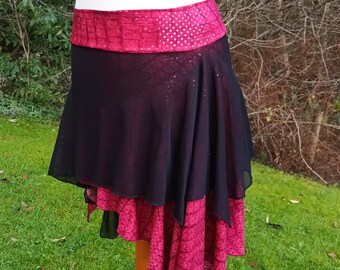 Crimson Snake Print Mesh Dance Overskirt, Tribal Fusion