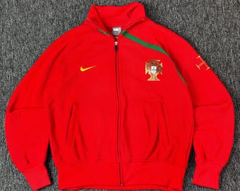 Vintage Nike Portugal Football Jacket Soccer Red Track Top National Man Size M