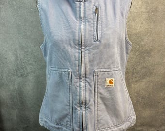 Carhartt Women’s Sherpa Lined Vest Small Regular Blue Workwear Full Zip