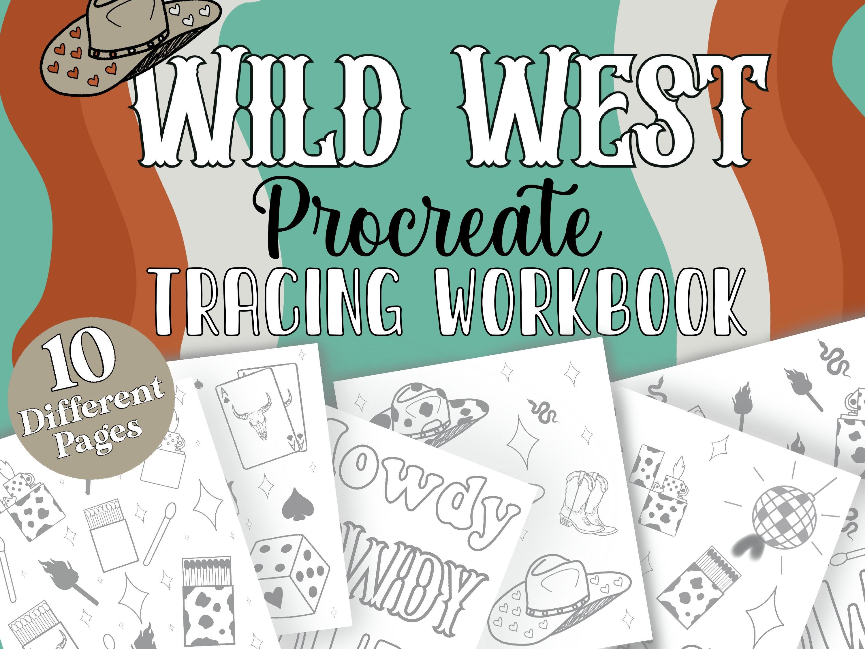 Paquete Tracer Western para Procreate – Hojas de trazo y pinceles para caligrafía en iPad