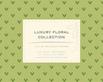 5 Floral Seamless Patterns: Hand-Drawn Lily of The Valley Flowers (Digital Download)