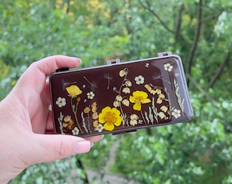 14 Slot Resin Pill Box with Real Pressed Flowers