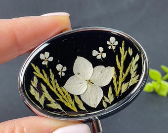 Handmade Resin Pill Box: Real Dried Flowers, Botanical Travel Gift