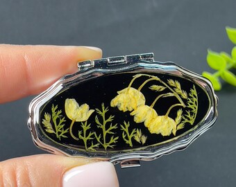 Organizador de comprimidos semanal, estojo de viagem para comprimidos em resina floral
