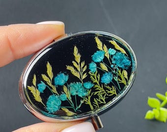 Pastillero de resina con flores secas (2 compartimentos)
