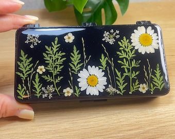 14 Tage Pillendose mit echten Blumen | Pillbox aus Kunstharz
