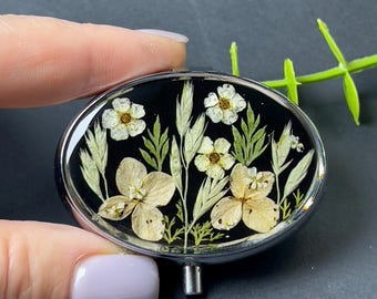 Pill Organizer 2 Compartments Resin Handmade | Pill Box | Travel Pill Container