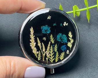 Handgemachte Getrocknete Blumen Harz Pillendose: Blumen Andenken Box