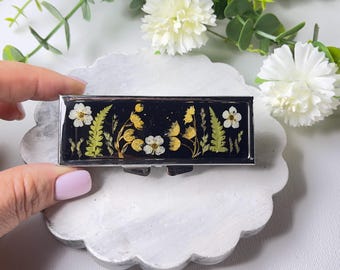 Porta-comprimidos Floral Feito à Mão: Organizador de Resina com Flores Secas Reais
