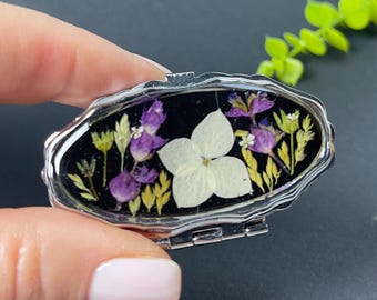 Weekly Pill Organizer, Floral Resin Pill Box Travel Case