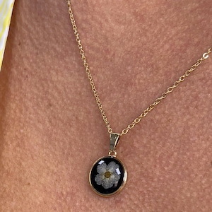 White Flower Resin Pendant: Handmade Botanical Epoxy Jewelry