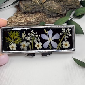Handmade Floral Pill Box: 6-Compartment Travel Vitamins Organizer