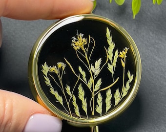 Handmade Resin Pill Box – Real Dried Flowers, Botanical Travel Case